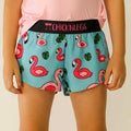 Girl's Blue Flamingo Running Shorts