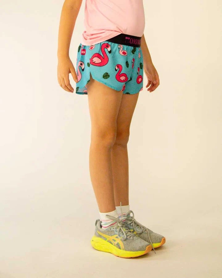 Girl's Blue Flamingo Running Shorts